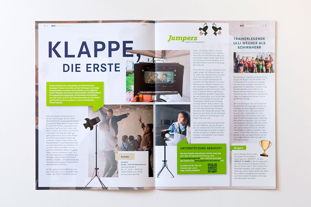 Spannende Ereignisse, wie Filmdreh, Feuerwehrübung etc. sind ideal für die Mieterzeitung.