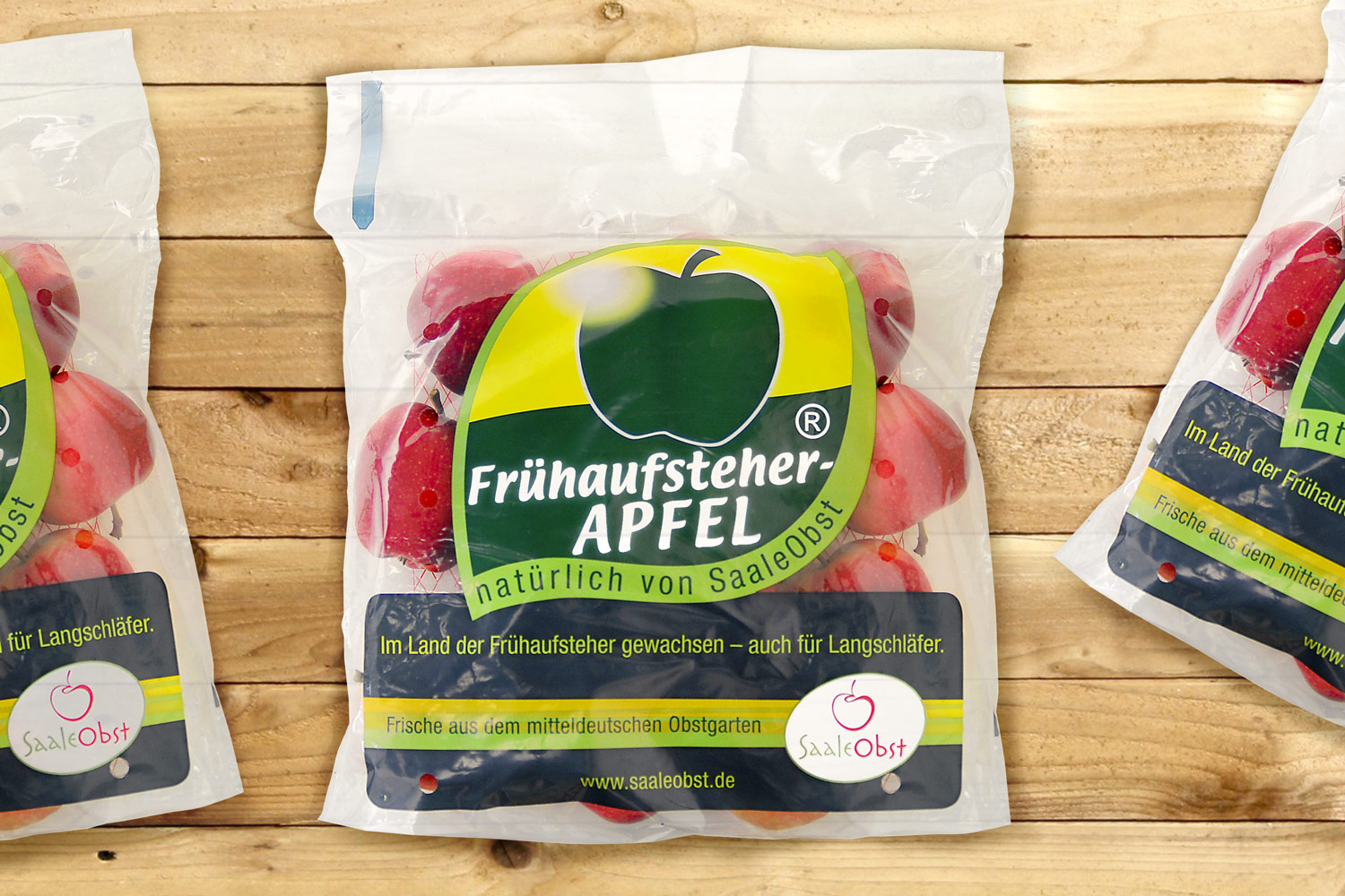 Verpackungsdesign für Äpfel.