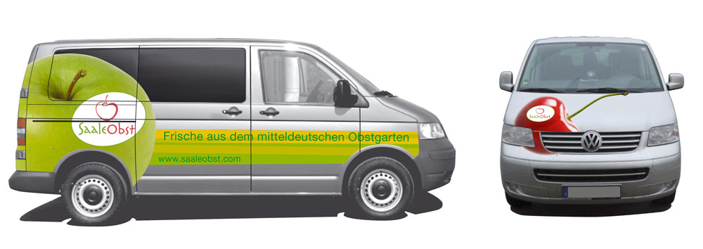 Gestaltung der Fahrzeug-Werbung für SaaleObst.